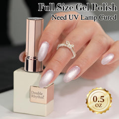 Double Rhythm nails comparison with top coat showing lasting high shine