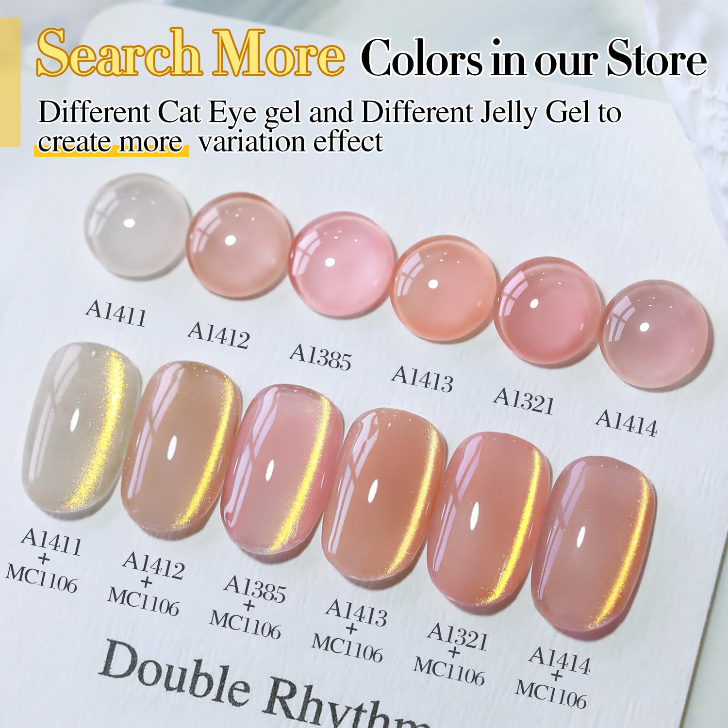 Double Rhythm finished nails under light showing glossy topcoat and long-lasting shine