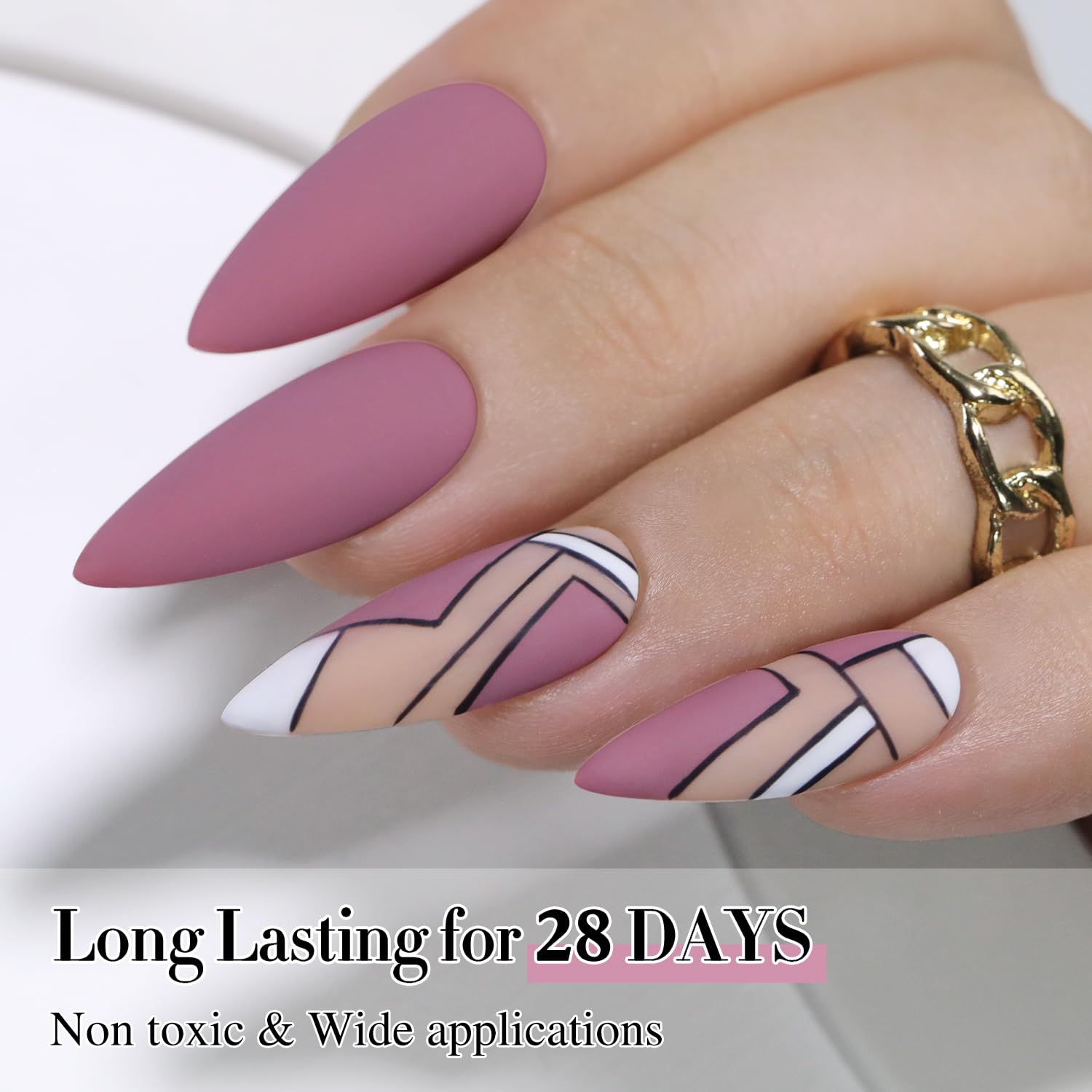Double Rhythm swatch set on tips showing true wine purple color accuracy