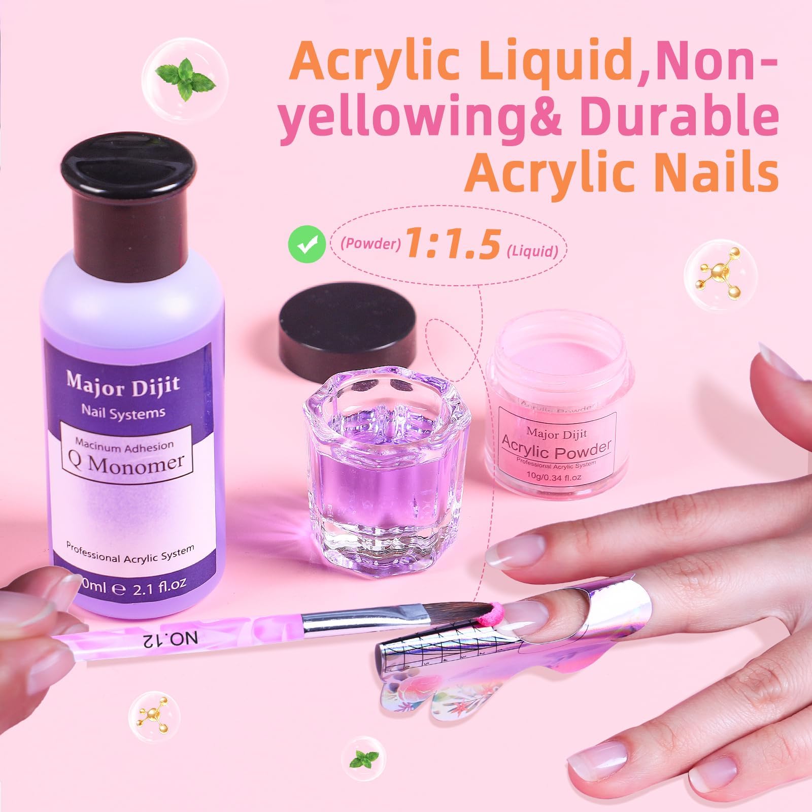 DouborQ 60ml acrylic liquid bottle close-up for controlled polymerization