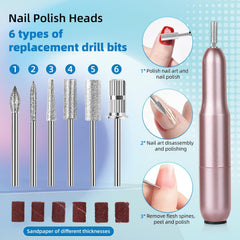 DouborQ assortment of drill bits and acrylic brushes for precise nail work