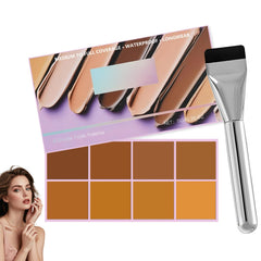 DOUNIU palette front open showing eight shades and applicator for versatile coverage