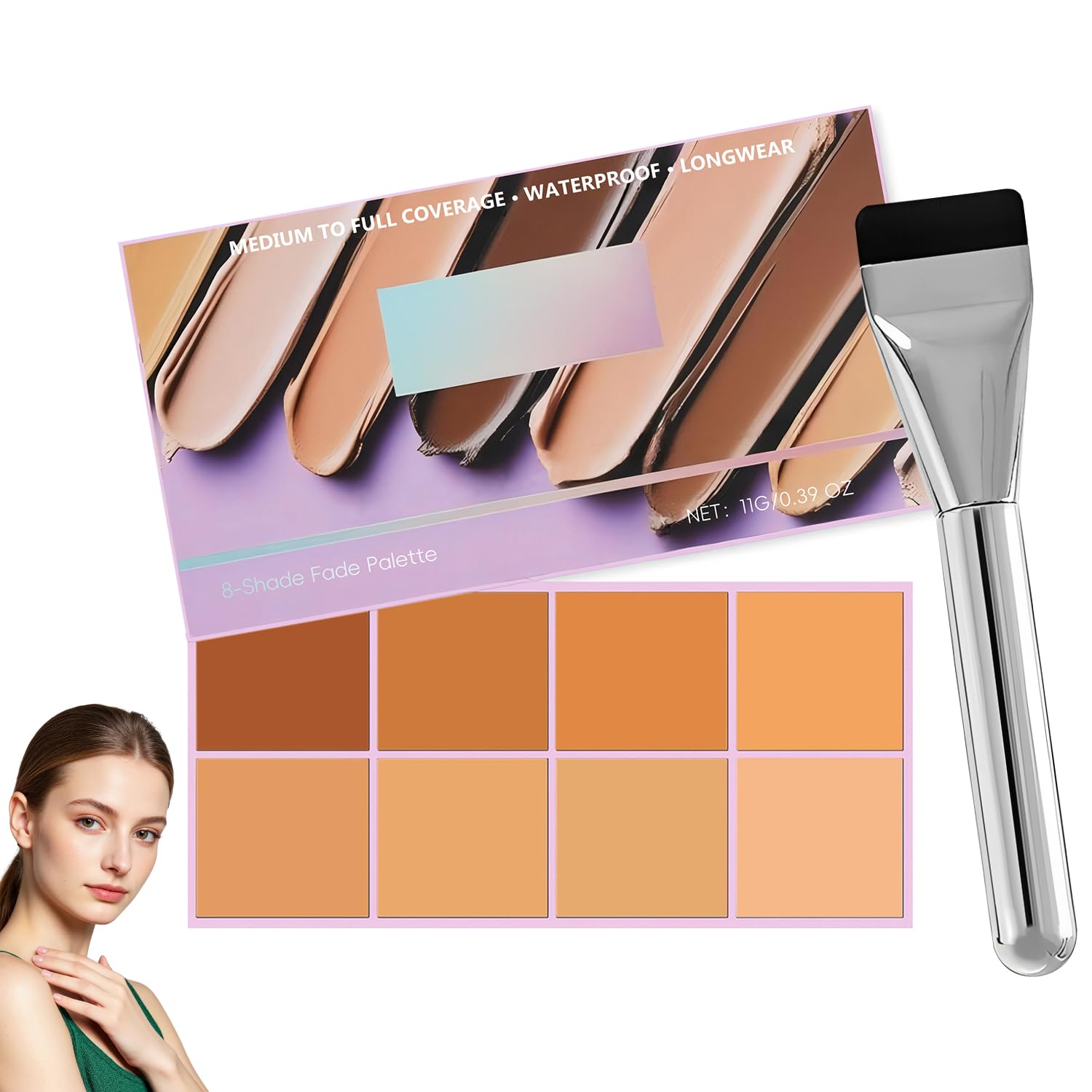 DOUNIU open palette showing eight shades and applicator for versatile coverage