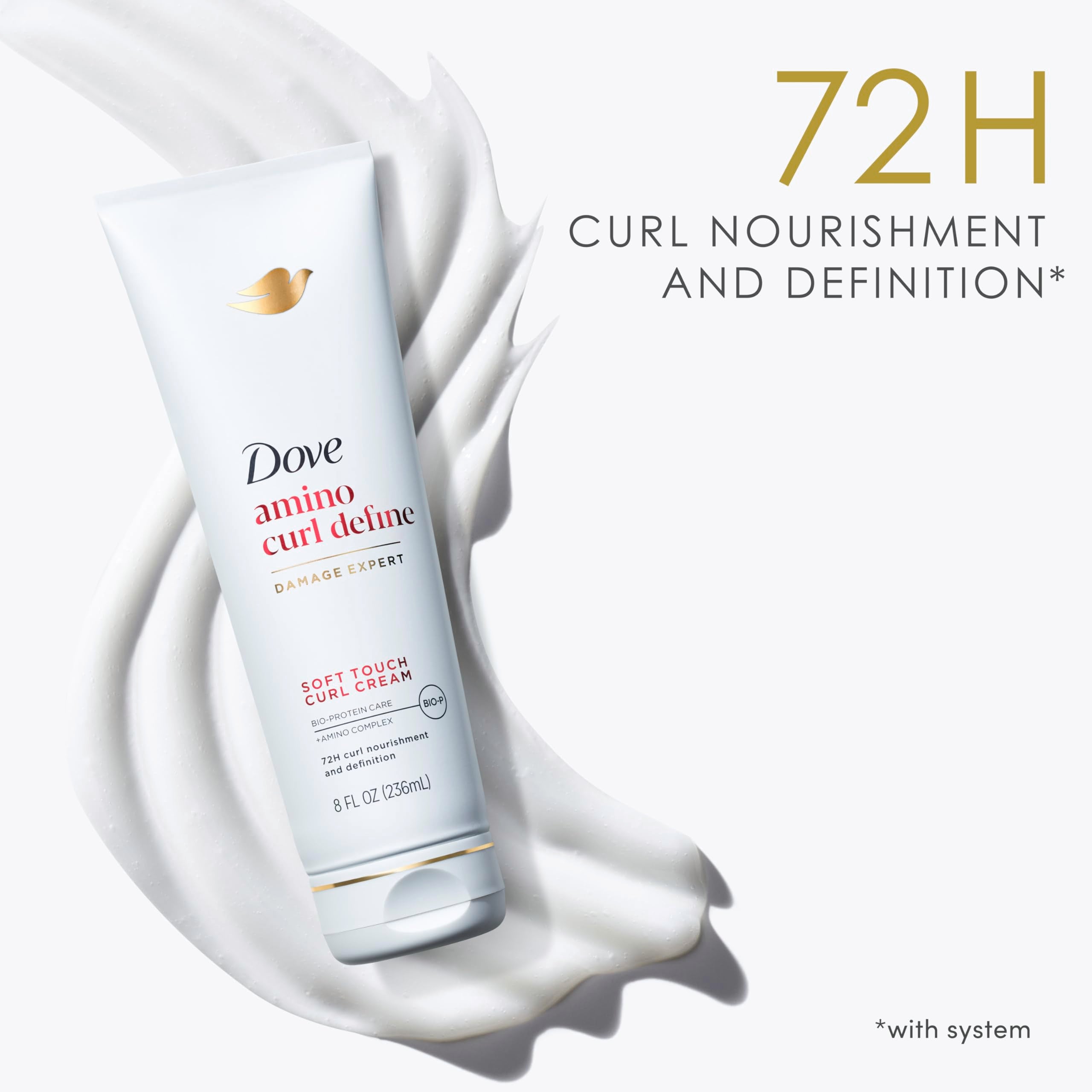 Dove cream in a hand demonstrating texture and easy application for curl control