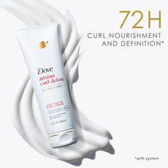 Dove cream in a hand demonstrating texture and easy application for curl control