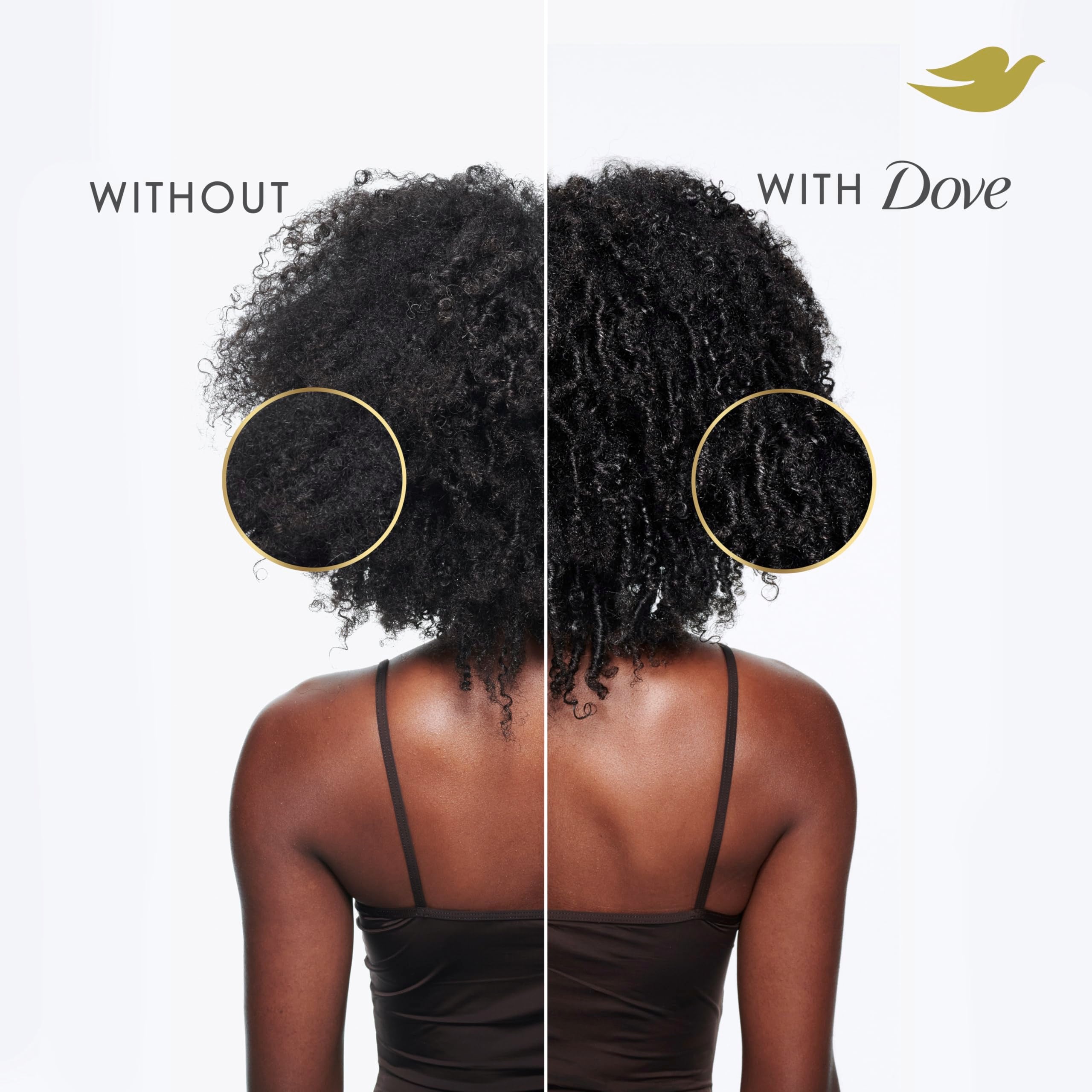Dove before and after showing improved curl definition