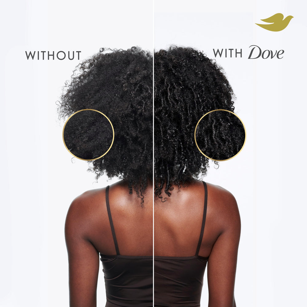 Dove before and after showing improved curl definition