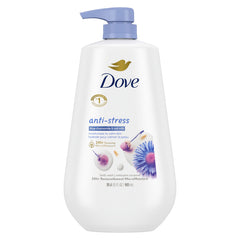 Dove front bottle showing product and calming scent benefit
