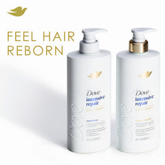 Dove conditioner being applied to mid-lengths and ends for repair benefit