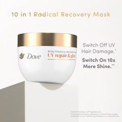 Dove being applied to damp hair demonstrating quick absorption benefit