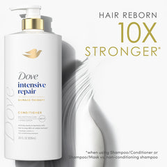 Dove applying conditioner to hair demonstrating smoother detangling