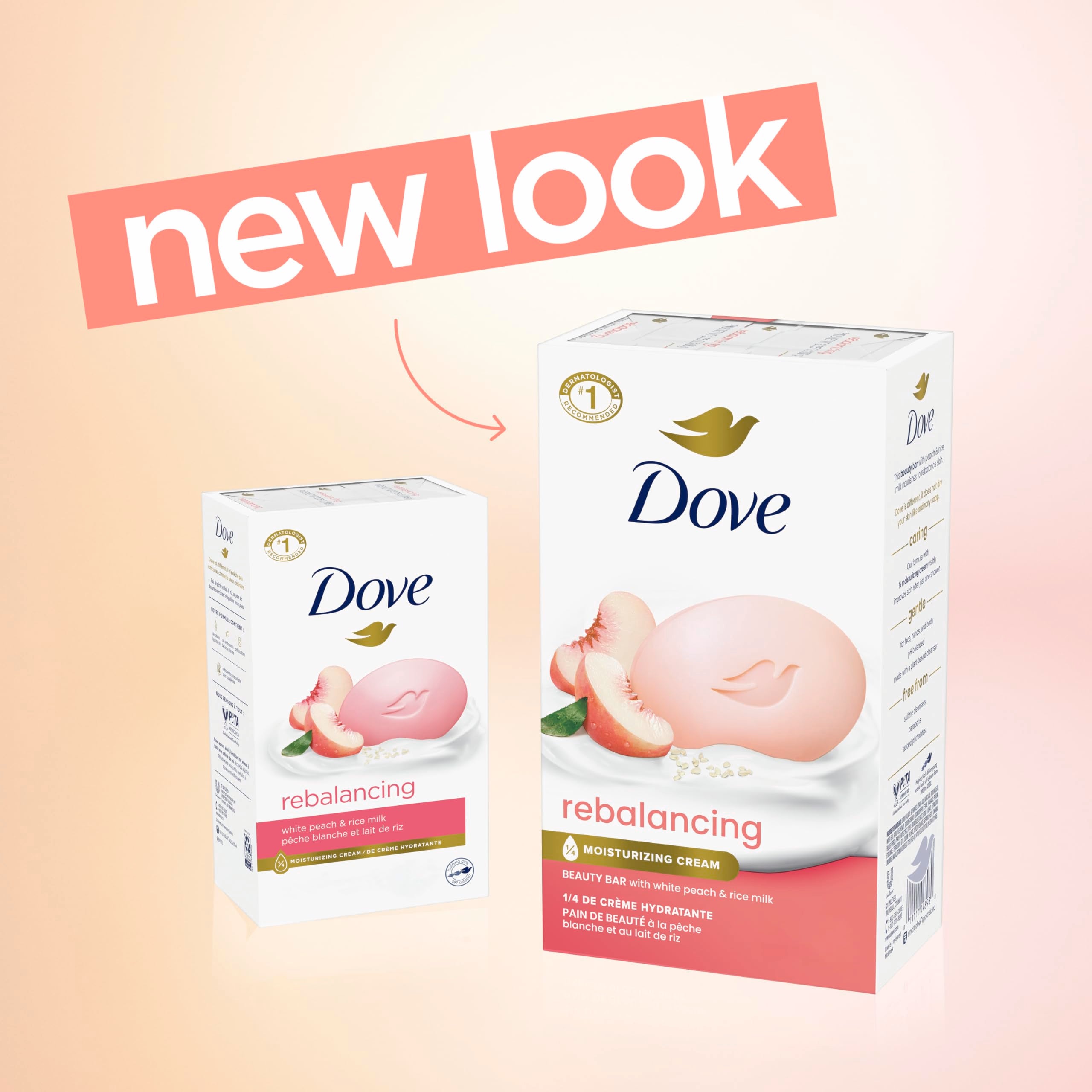 Dove bar close-up showing creamy stripe and nourishing texture benefit
