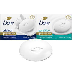 Dove beauty bar front packaging showing two bars and benefits
