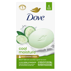 Dove front packaging six-pack showing bars and freshness benefit