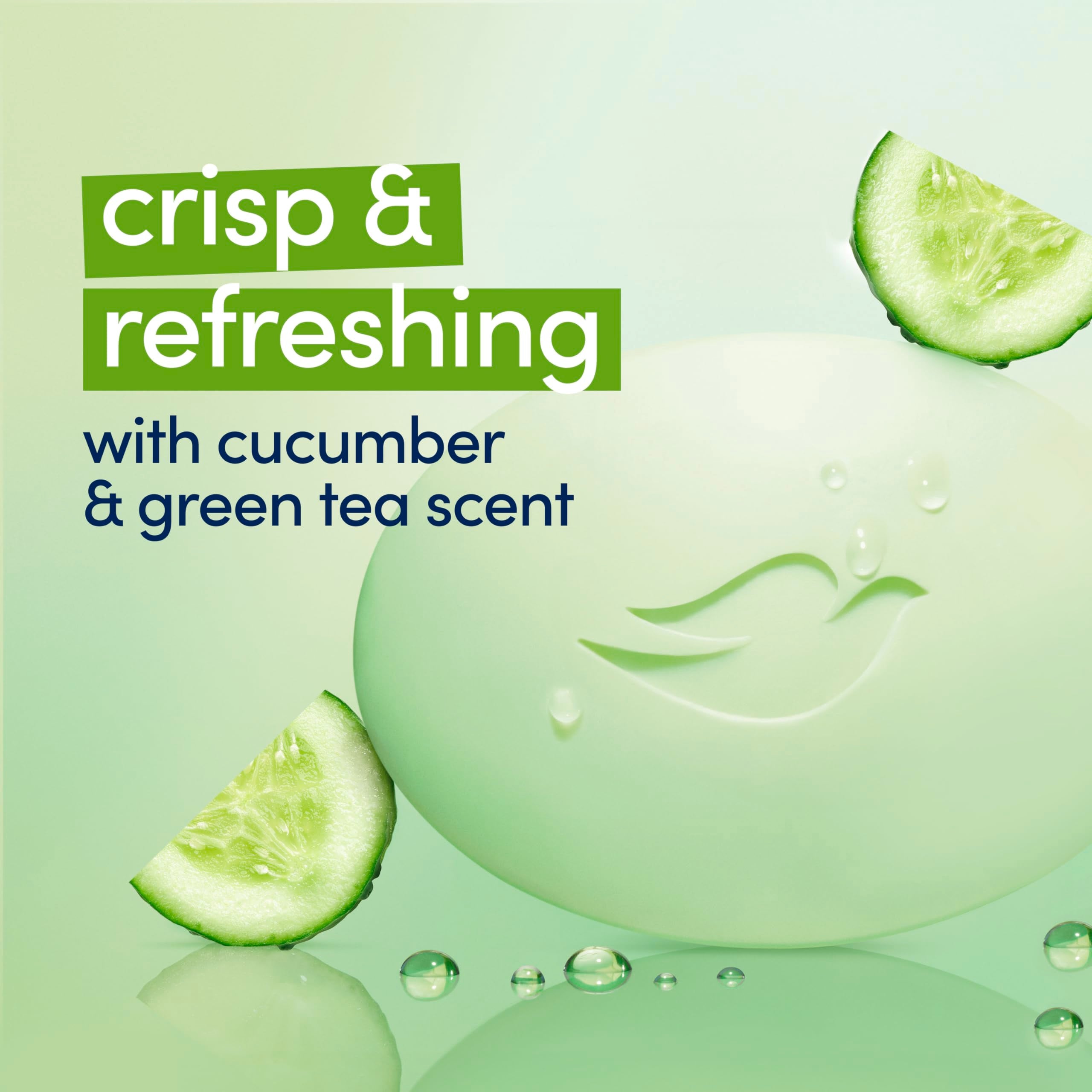 Dove with cucumber and green tea visual highlighting refreshing scent benefit