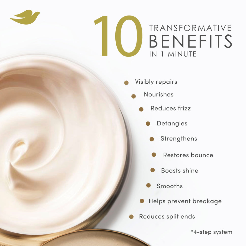 Dove before and after chemically damaged hair showing restored smoothness benefit