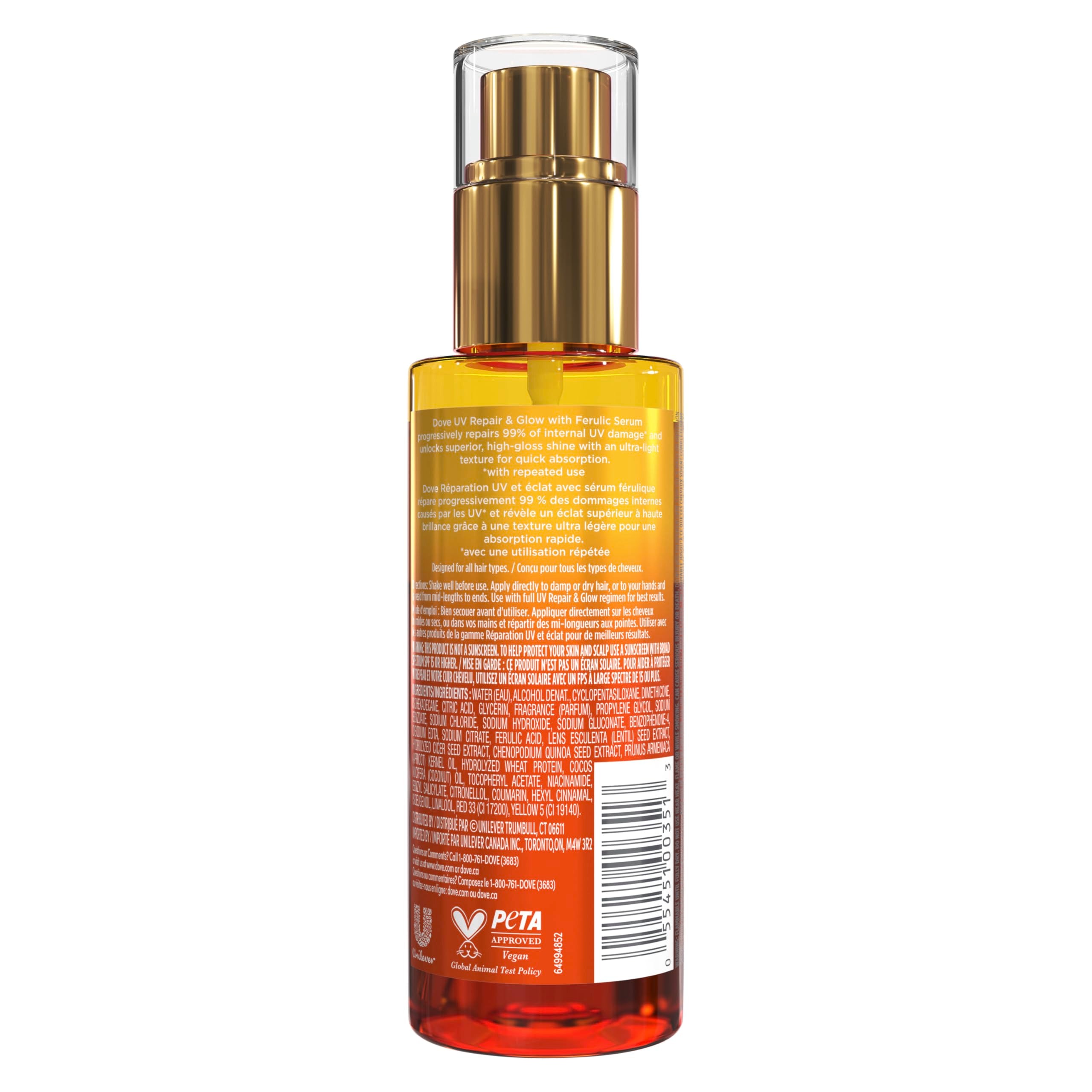 Dove close-up pump of bi-phase serum and oil for precise, mess-free use