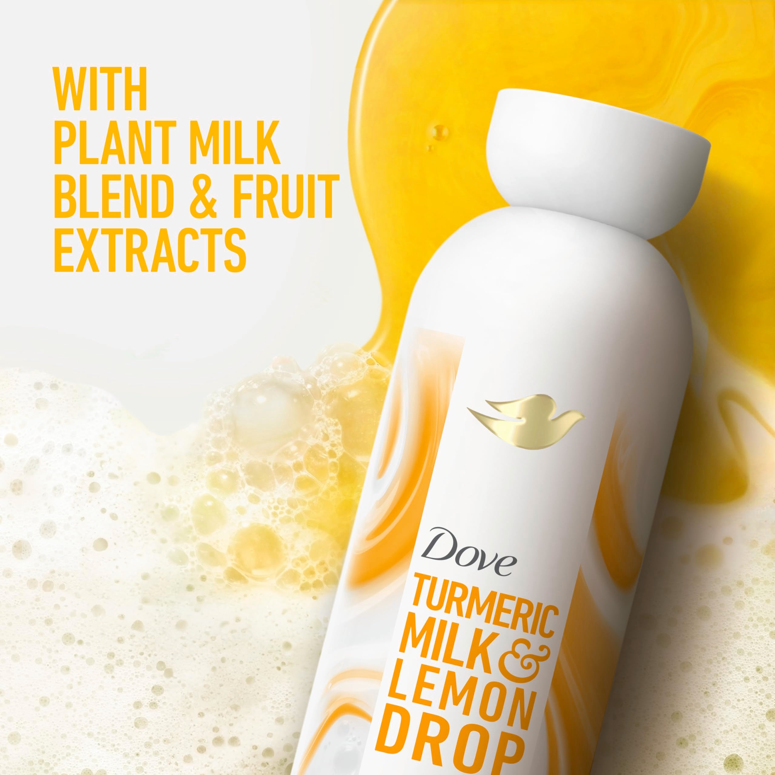 Dove product pouring creamy texture on hand for visible hydration