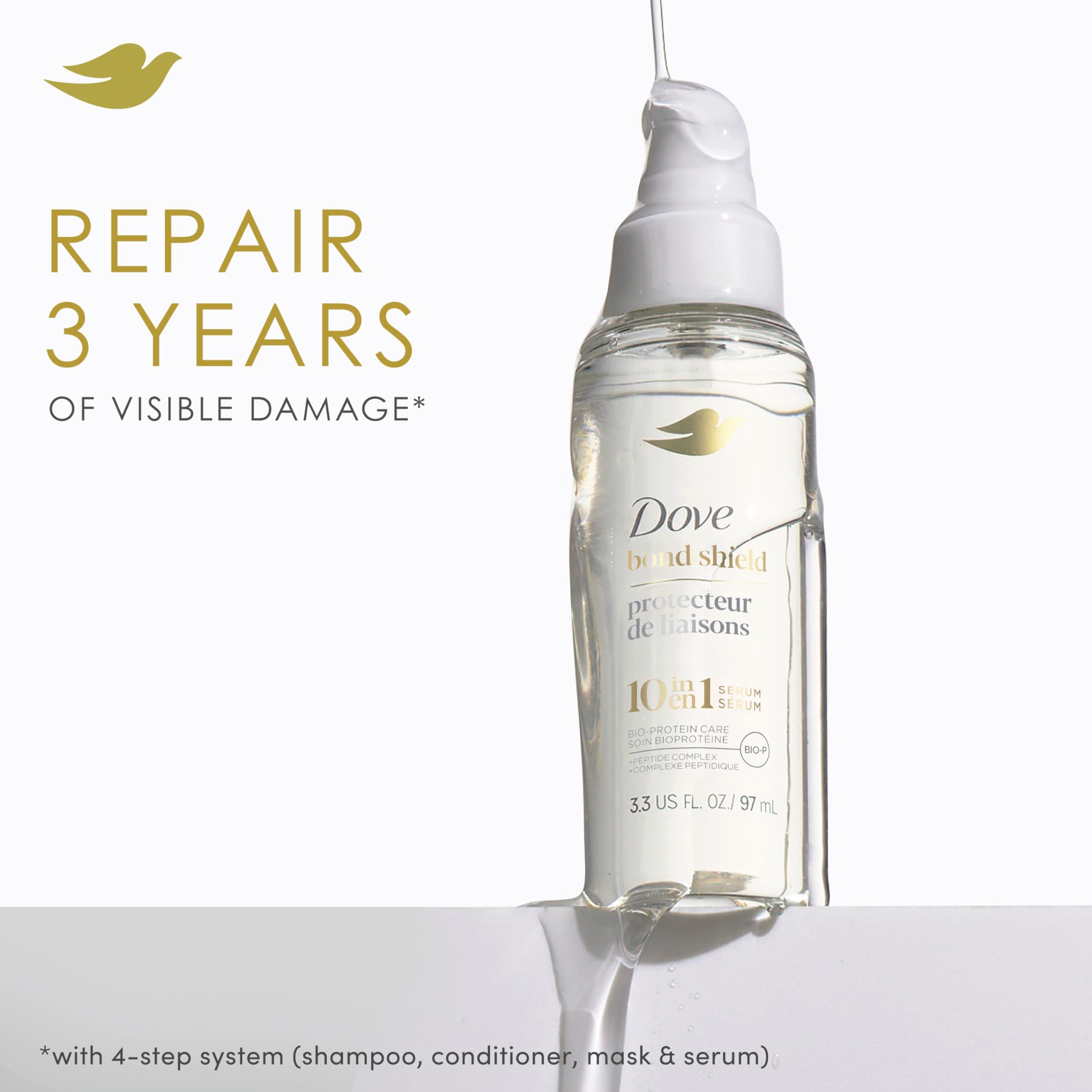 Dove pump dispensing serum for easy, controlled application