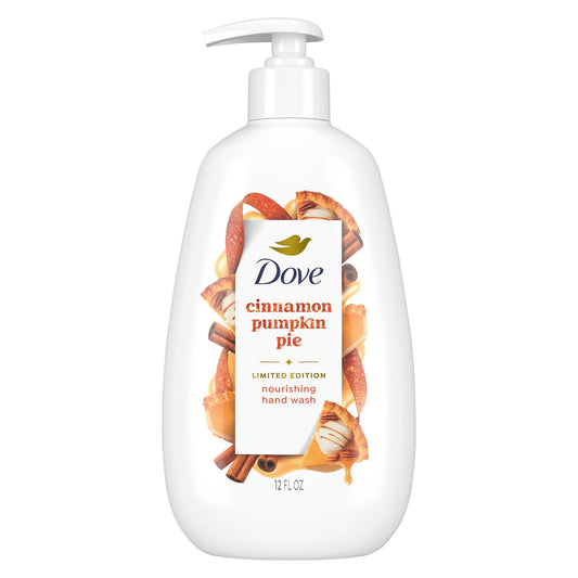 Dove front packaging showing cinnamon pumpkin pie scent and festive design benefiting gift display