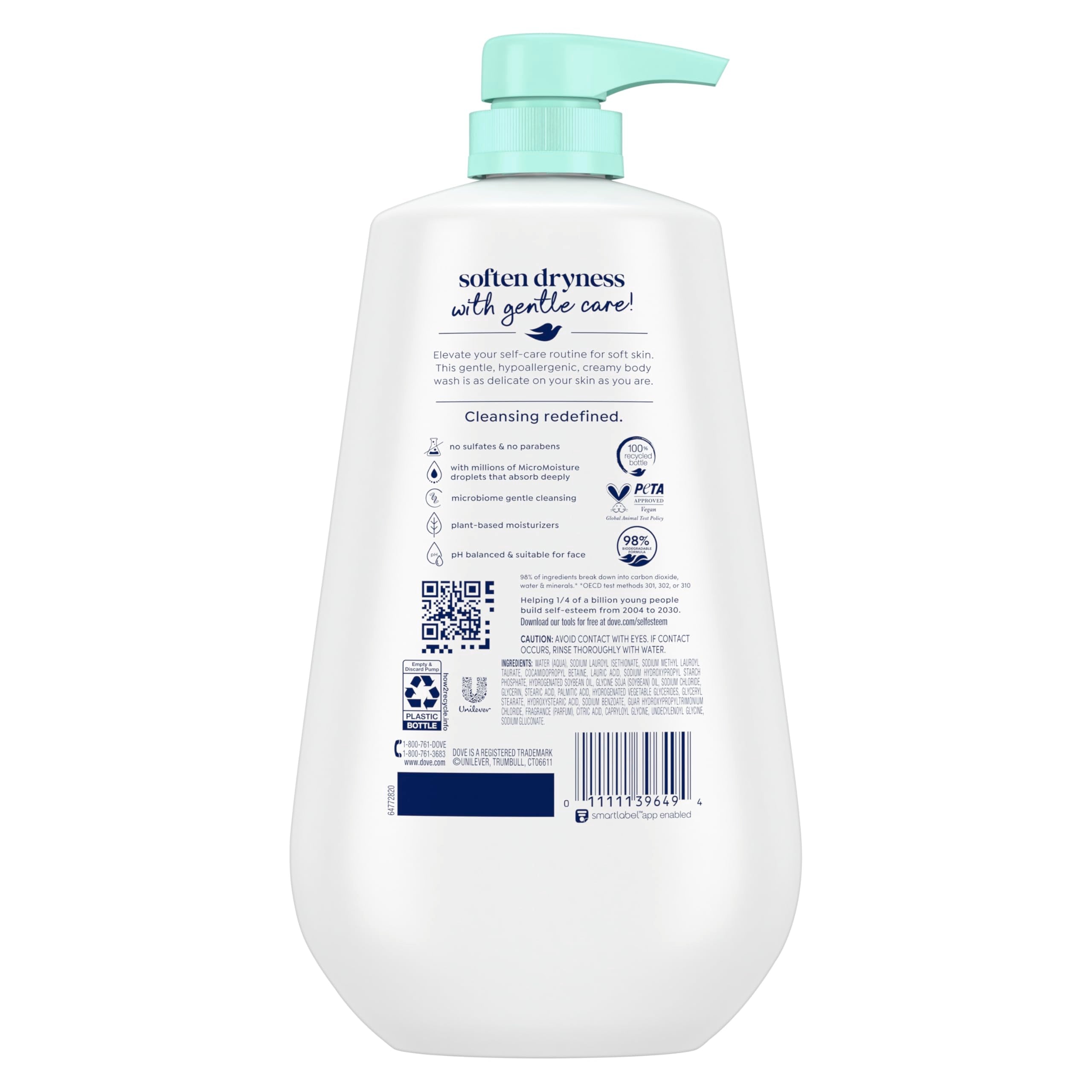 Dove close-up texture of creamy body wash highlighting moisturizing droplets for soft skin