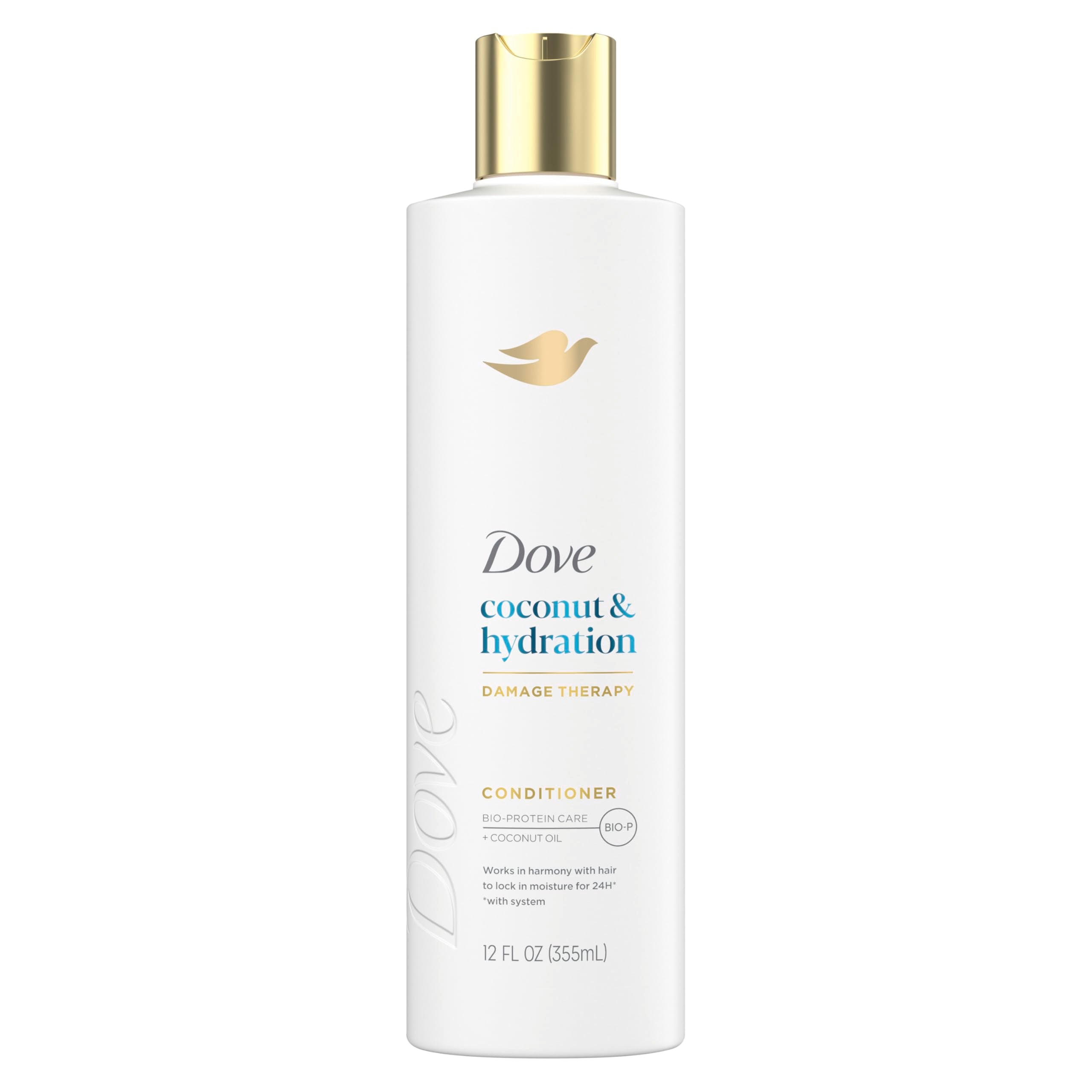 Dove front bottle showing product and coconut scent benefit