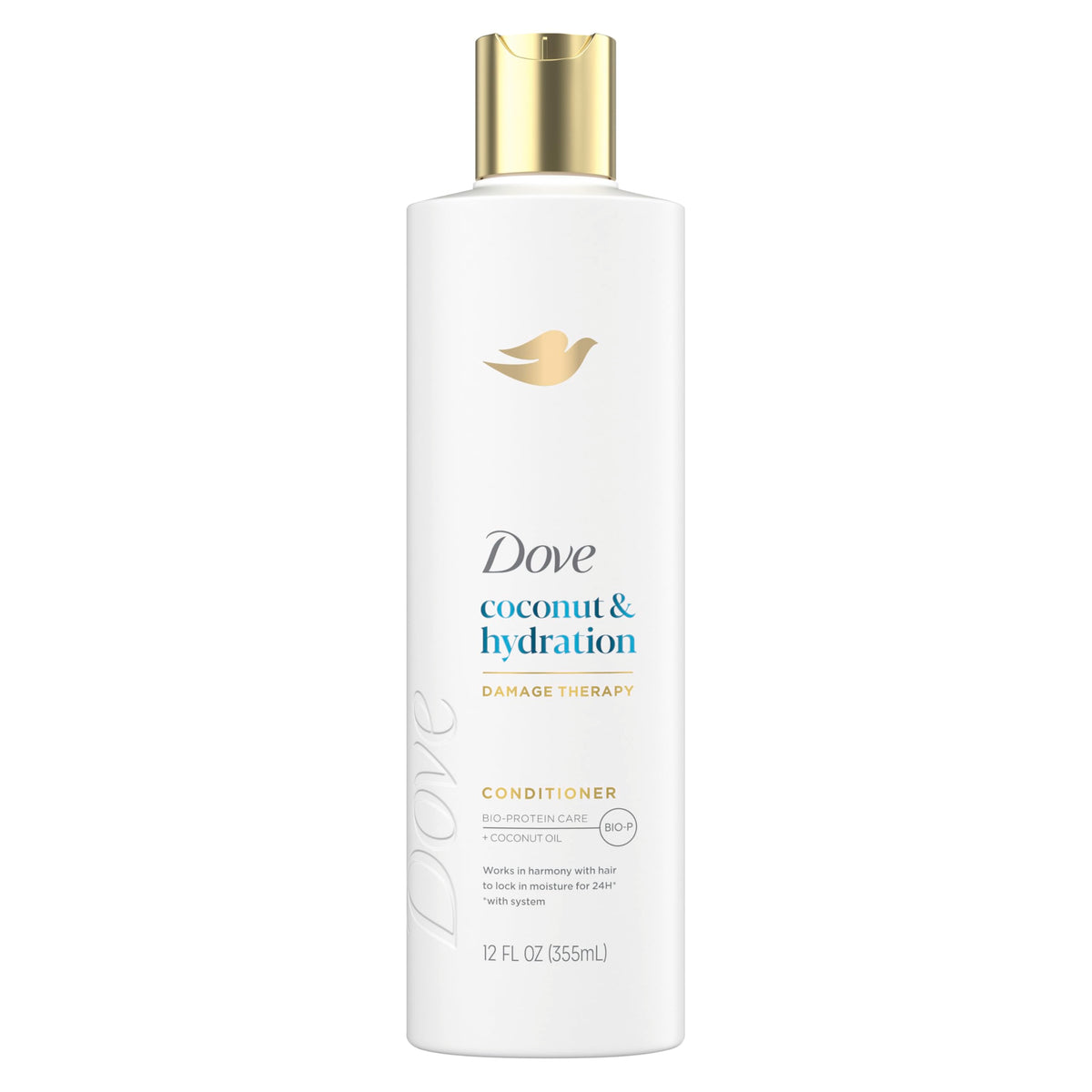 Dove front bottle showing product and coconut scent benefit