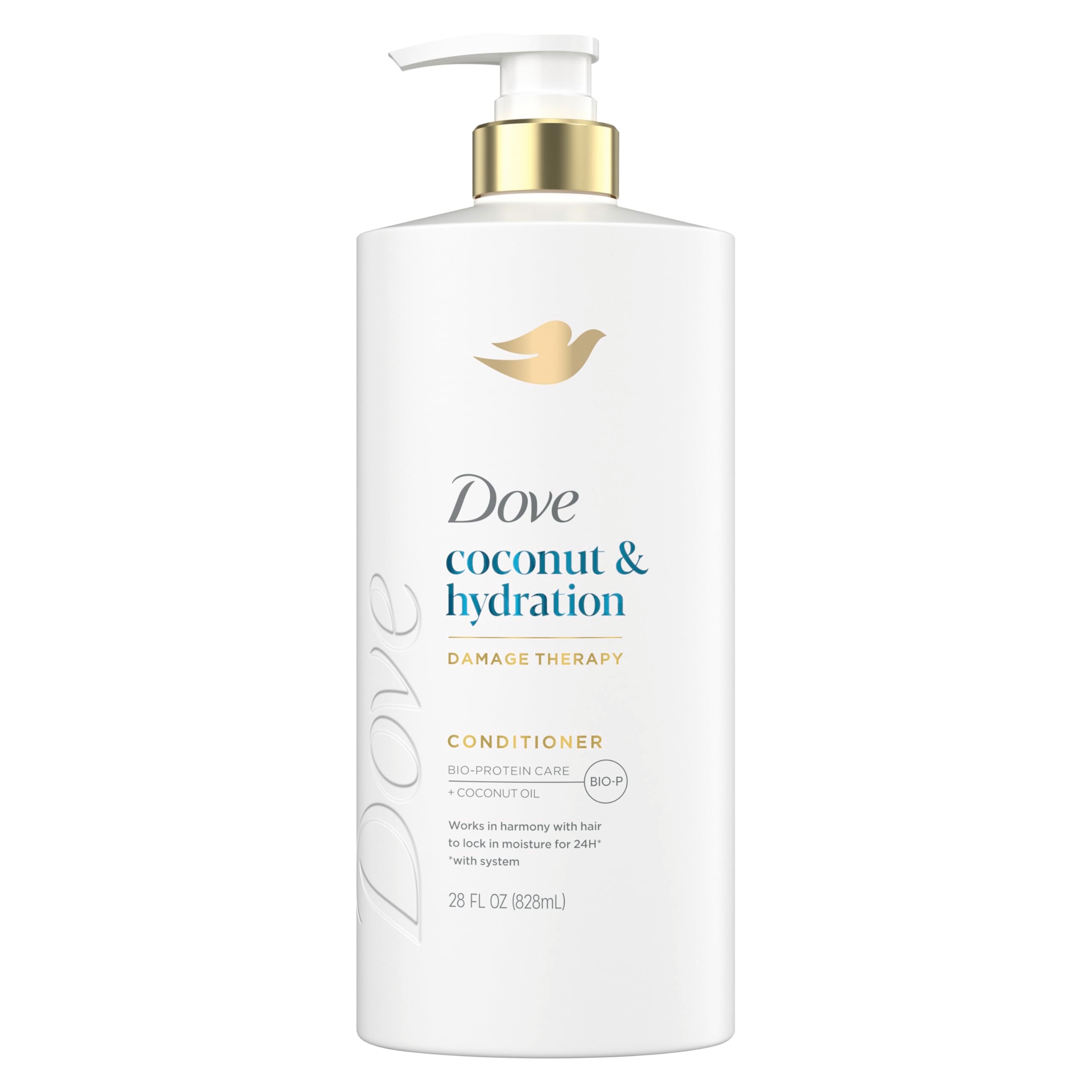 Dove front packaging showing conditioner bottle and hydration benefit