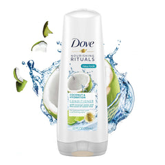 Dove coconut & hydration 12 oz beside common items for scale, showing travel-friendly size