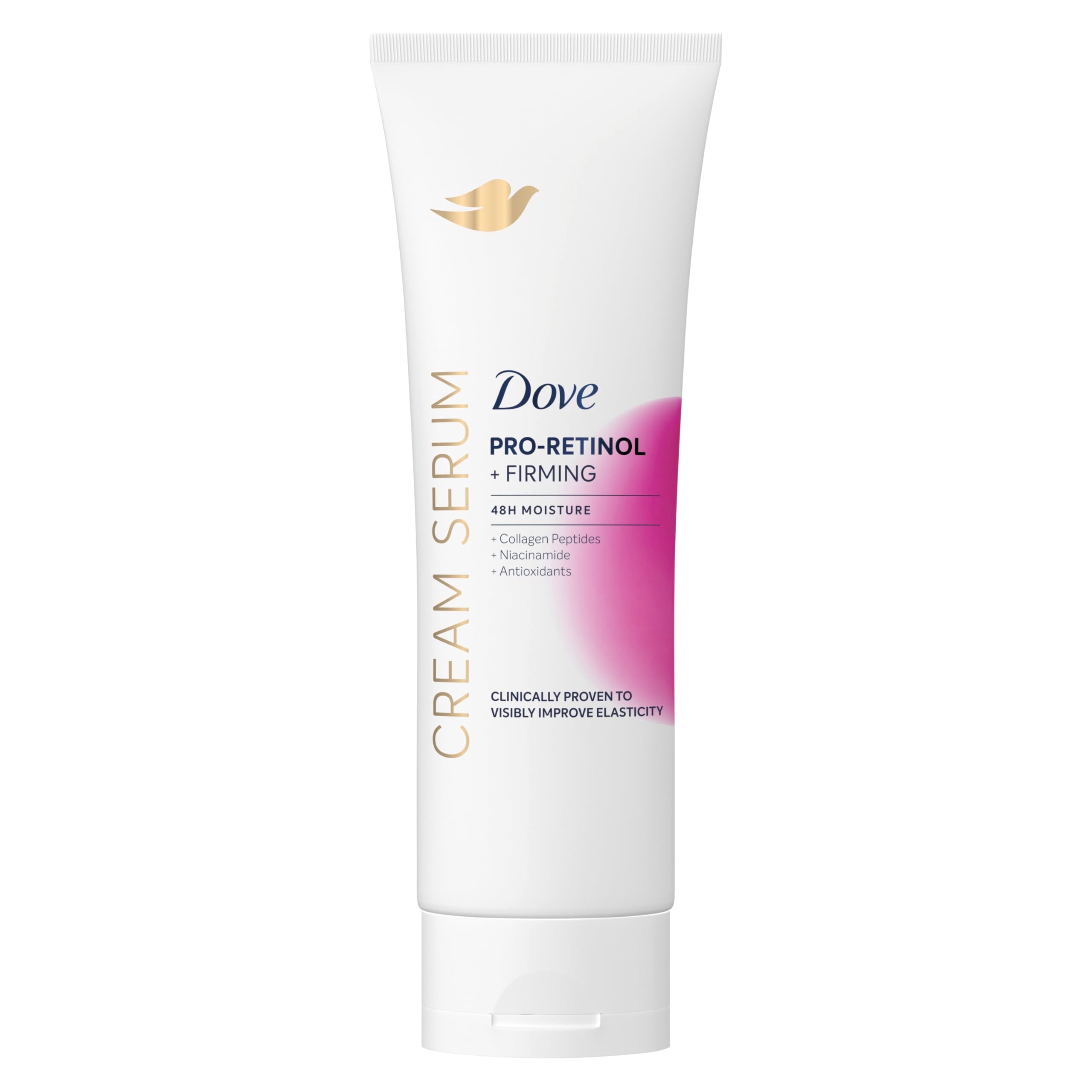 Dove cream serum front packaging shows product and benefits