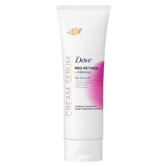 Dove cream serum front packaging shows product and benefits
