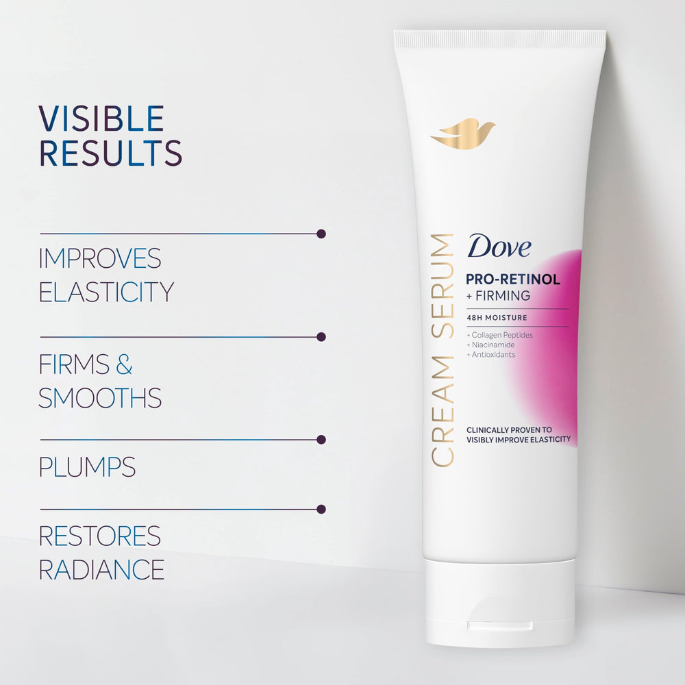 Dove cream serum ingredients label details pro-retinol and peptides