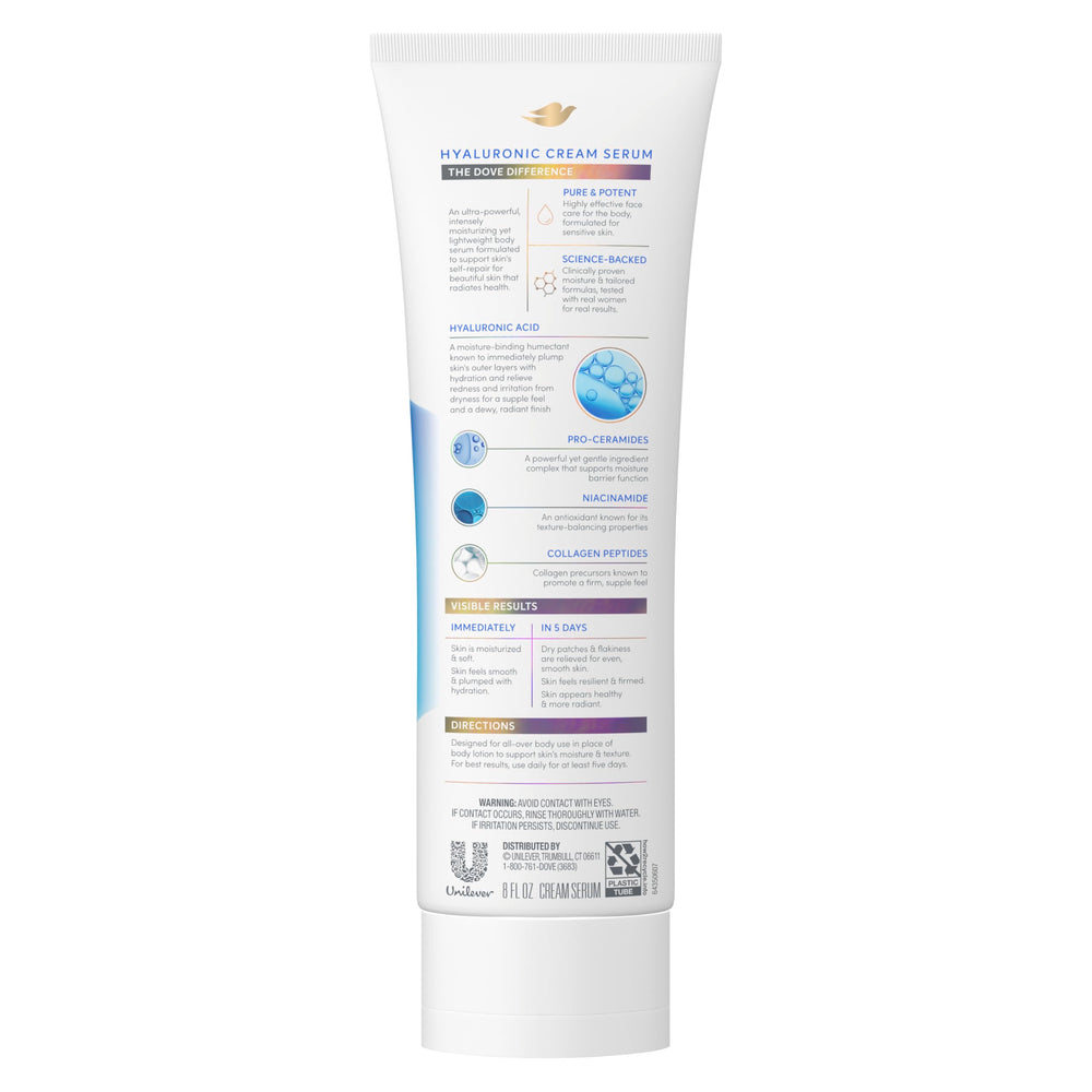 Dove cream serum pump close-up demonstrating easy dispensing benefit
