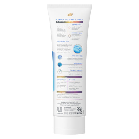 Dove cream serum pump close-up demonstrating easy dispensing benefit