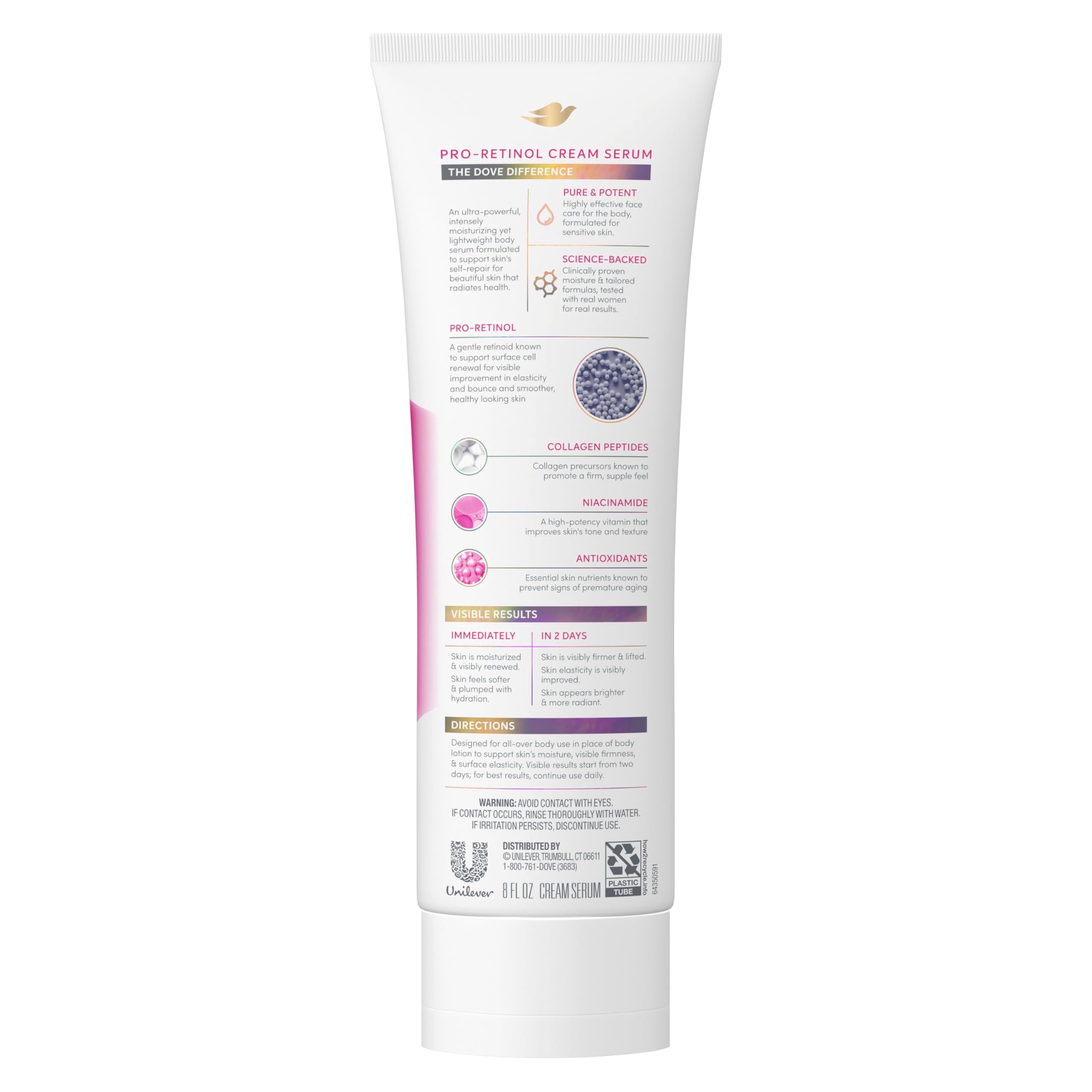 Dove cream serum pump dispensing product for controlled application
