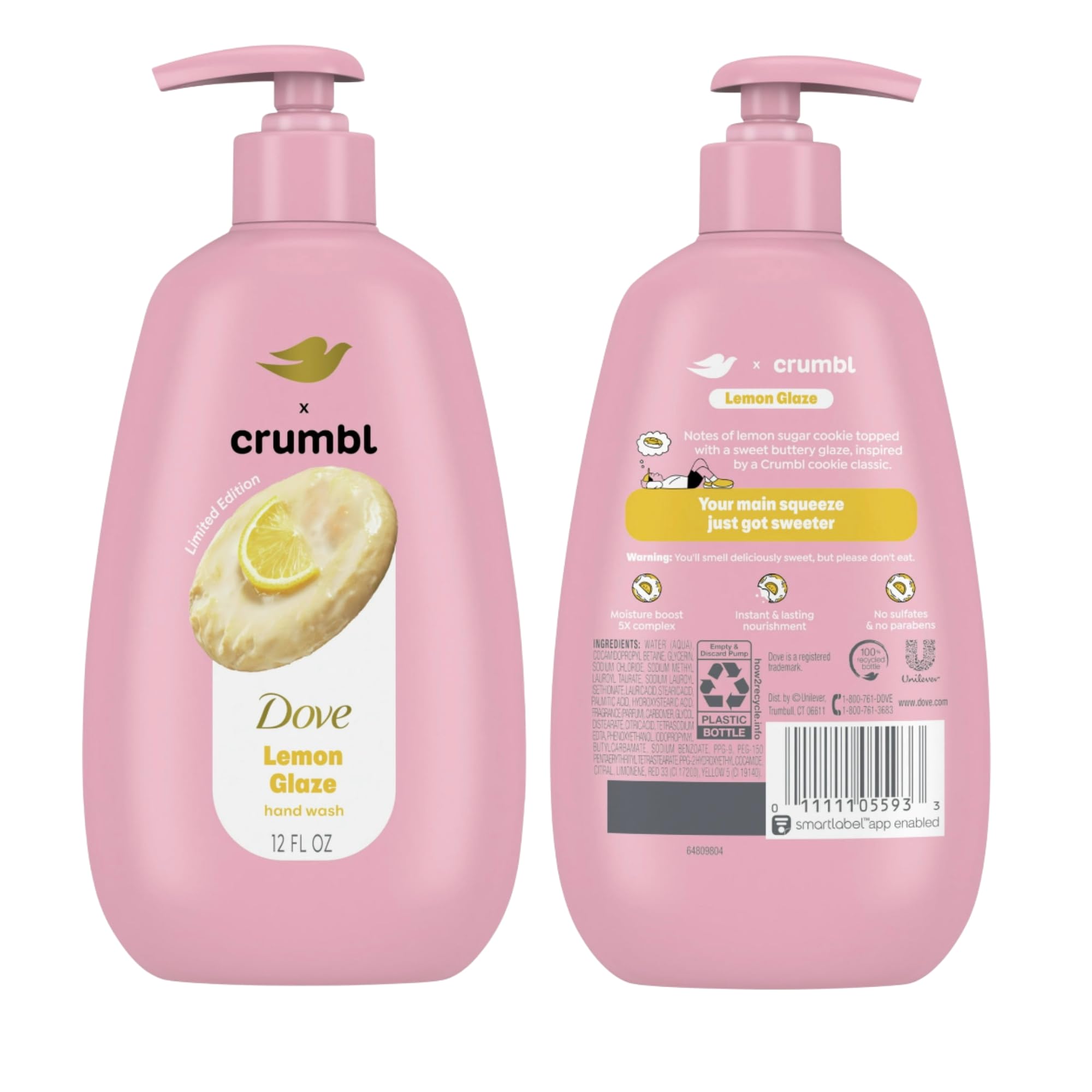 Dove bottle on kitchen counter conveying bakery-inspired aroma benefit