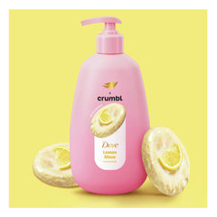Dove label close-up highlighting Crumbl partnership and scent benefit