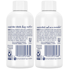 Dove cucumber and green tea bottle closeup highlighting refreshing scent benefit