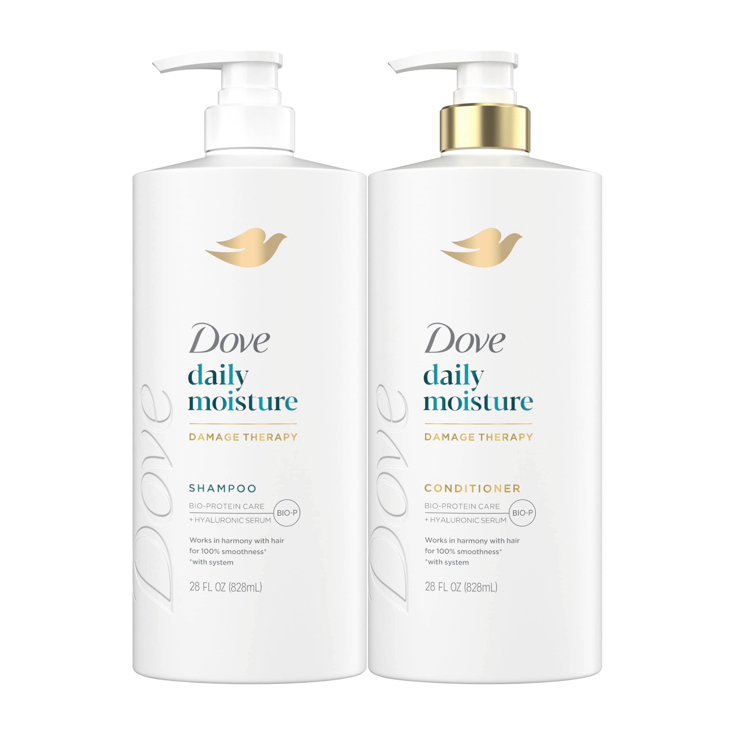 Dove front packaging showing large 28 fl oz bottle benefits of hydration