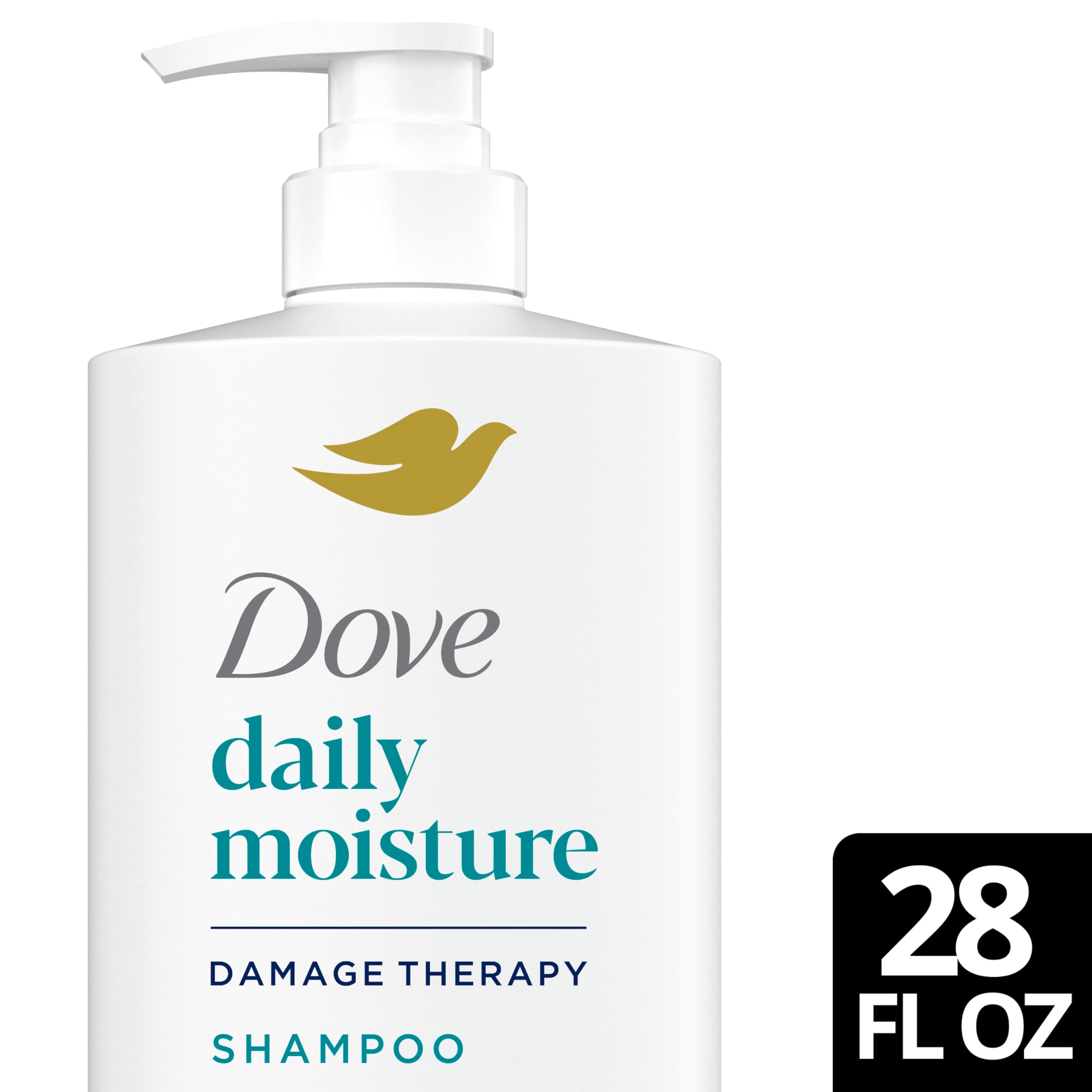 Dove shampoo beside Daily Moisture conditioner for a complete routine