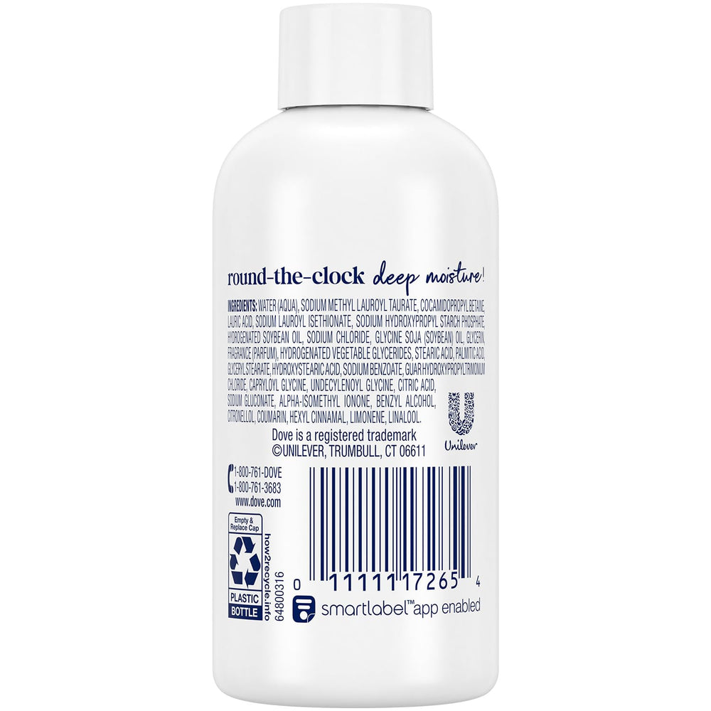 Close-up of a single Dove 3 oz bottle highlighting portability and convenience