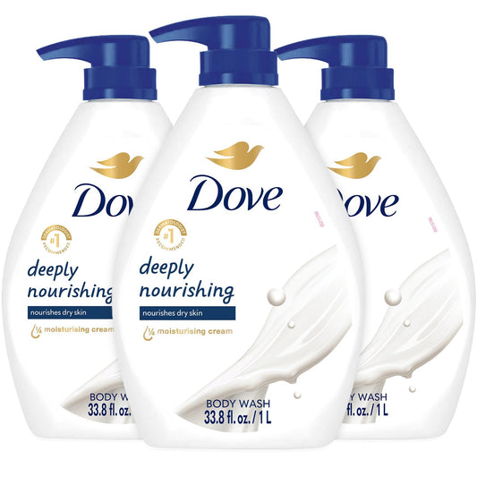 Dove bottle front packaging showing label and volume for quick identification and trust
