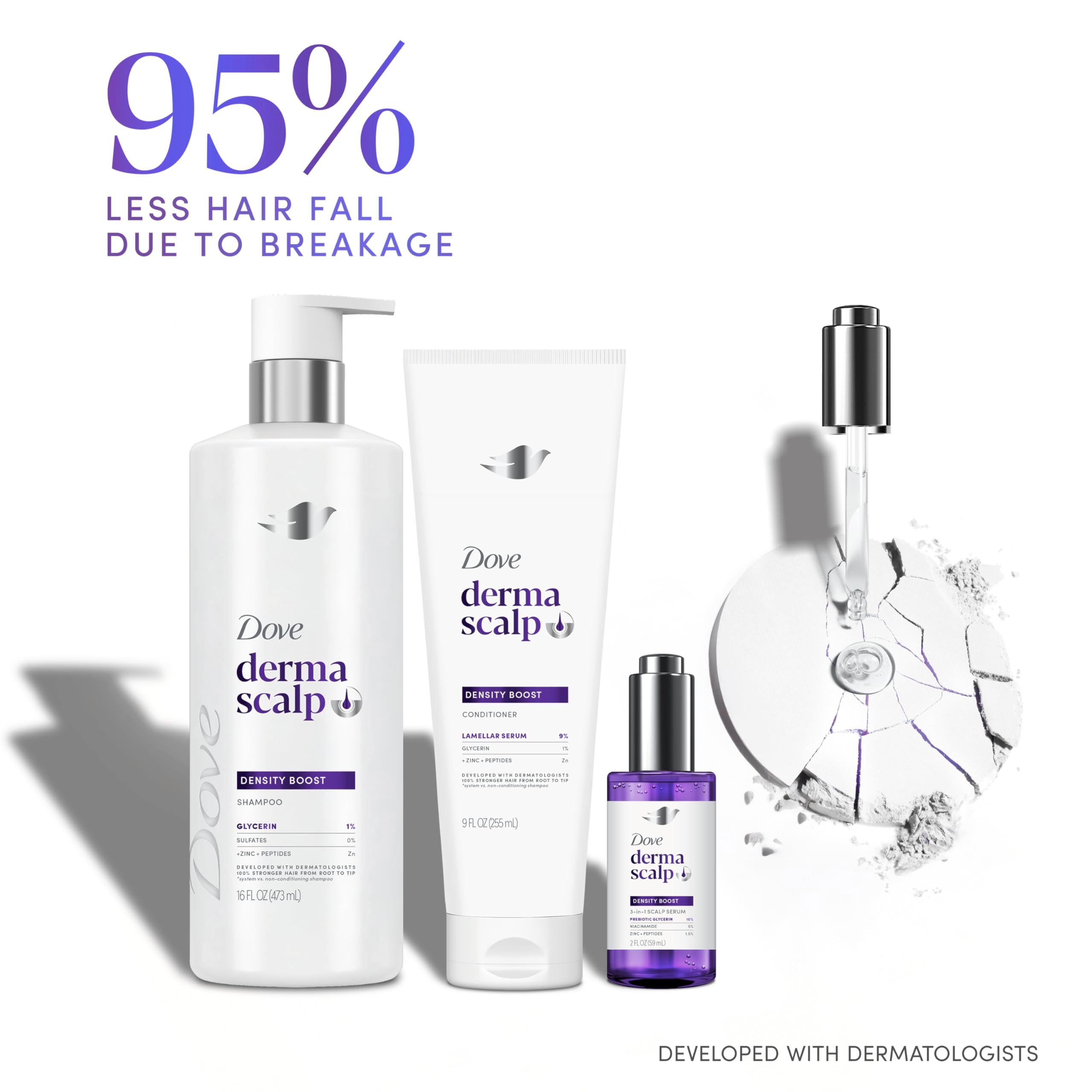 Dove shampoo paired with conditioner showing complete care system