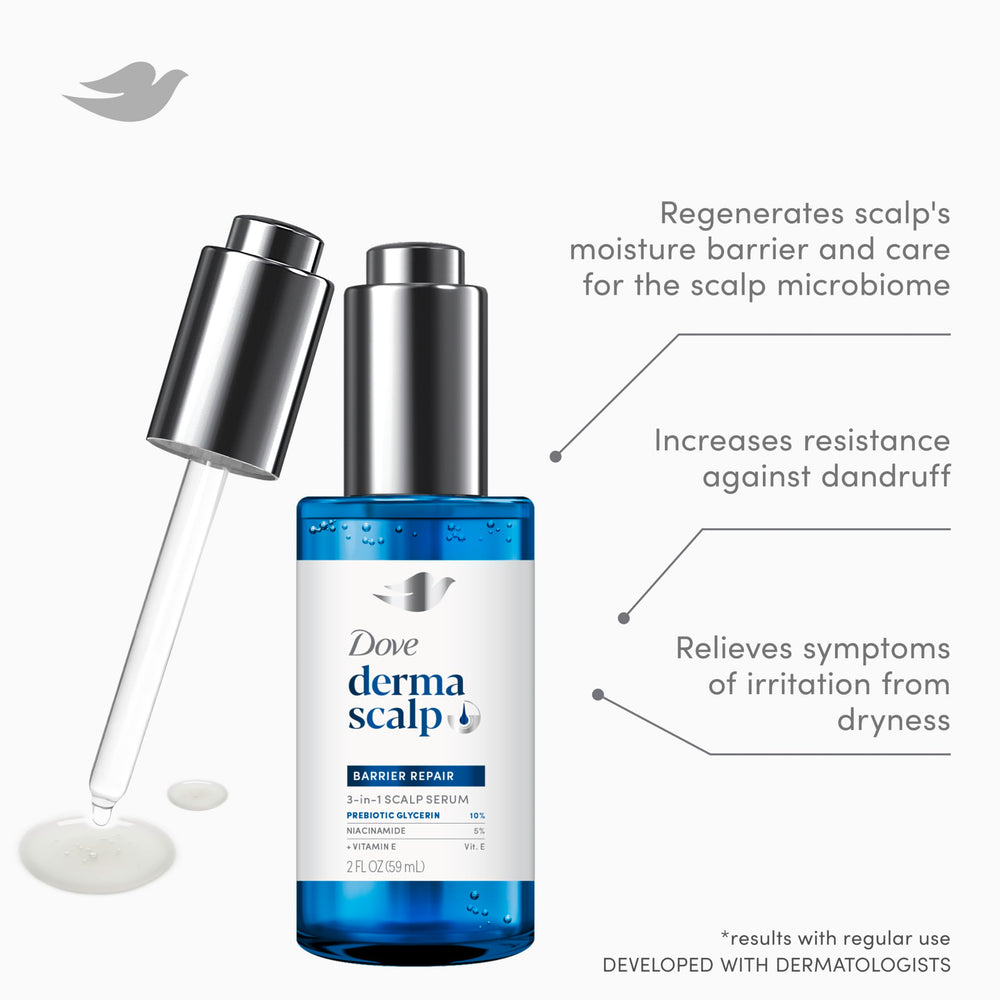 Dove derma scalp application demonstration on scalp for targeted relief