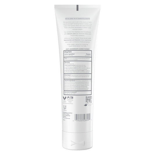 Dove Derma Scalp back label showing ingredients and directions for effective scalp care