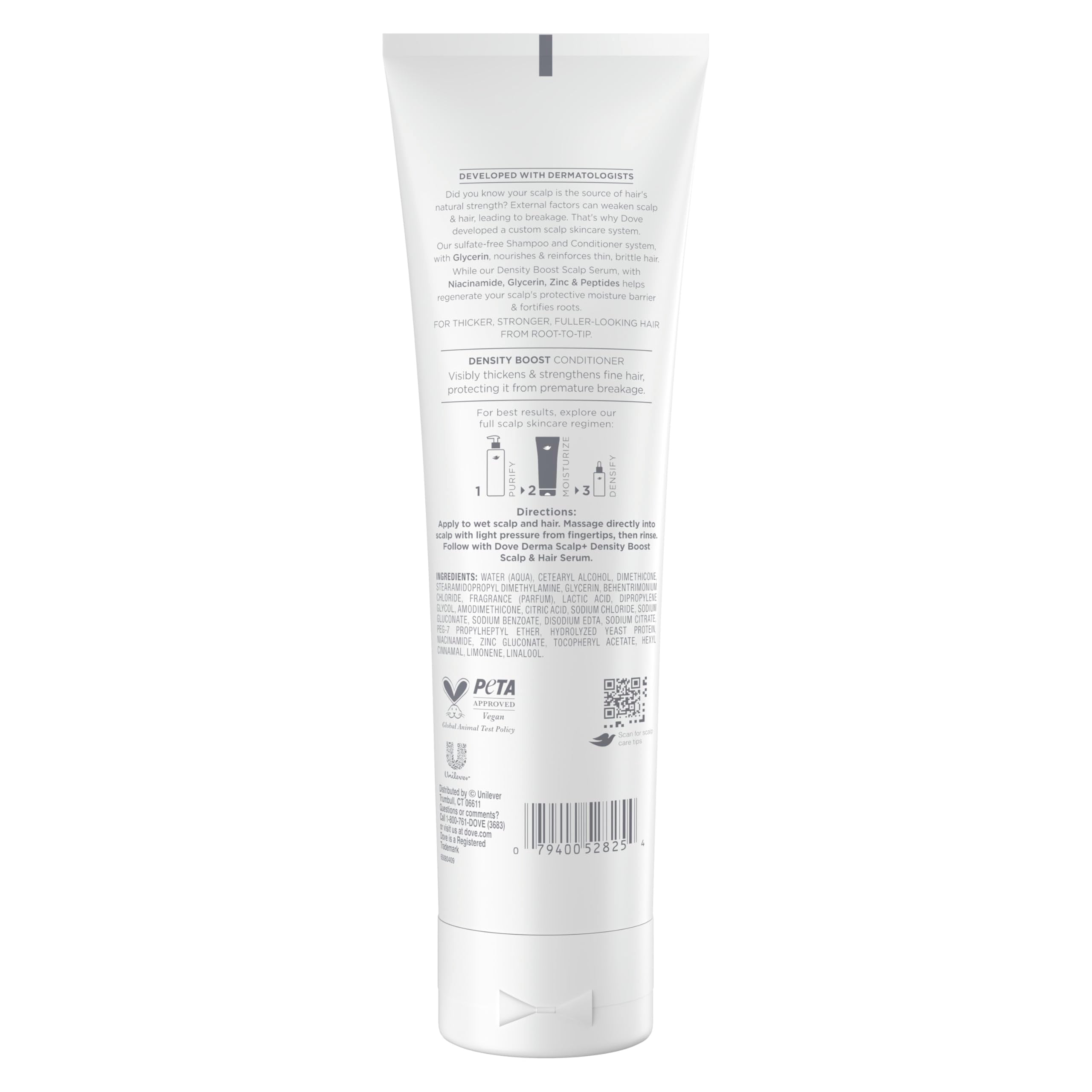 Dove Derma Scalp back label ingredients view highlighting key actives
