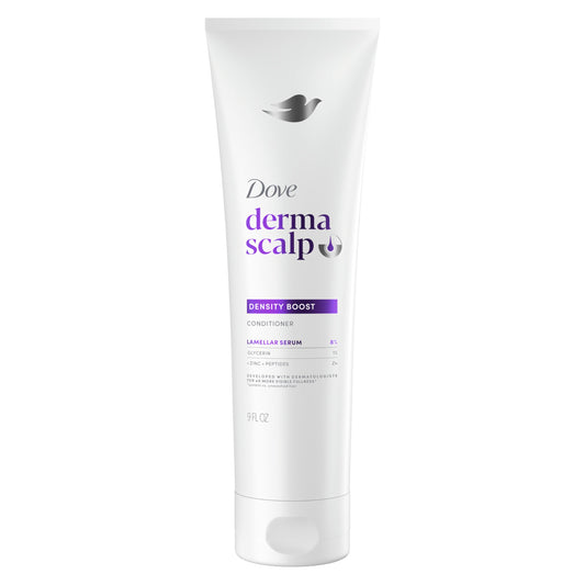 Dove Derma Scalp front packaging showing product and fuller-hair benefit