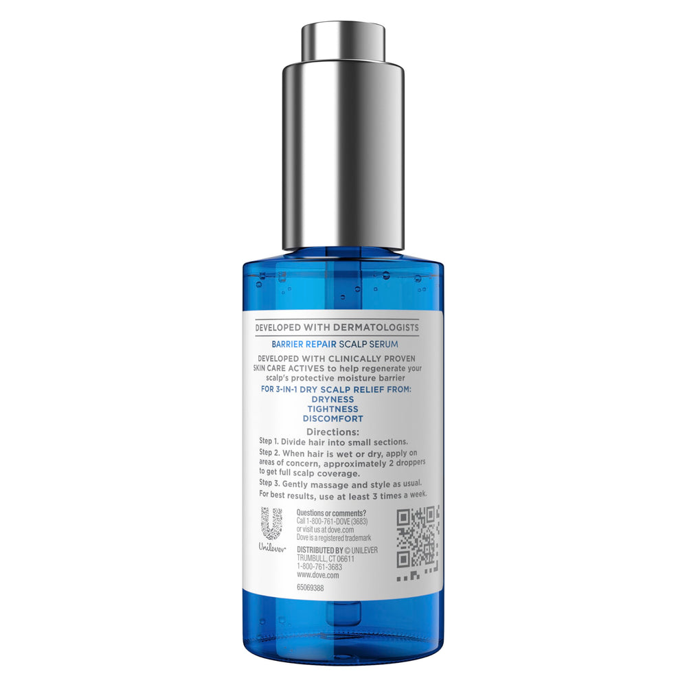 Dove derma scalp dropper close-up showing precise application and control