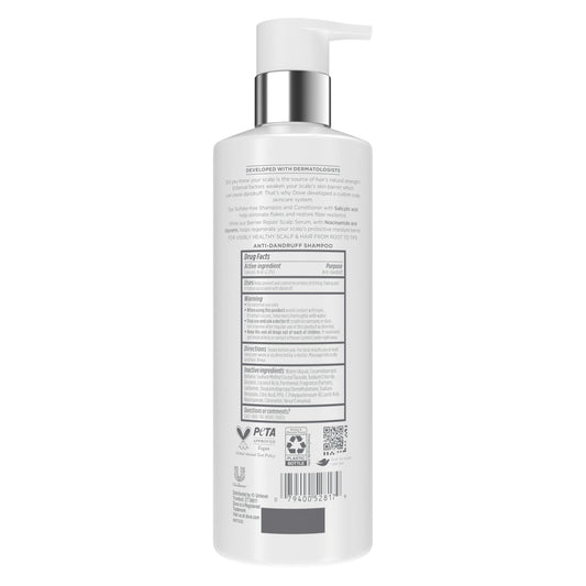 Dove bottle dispensing shampoo, demonstrating easy application and control