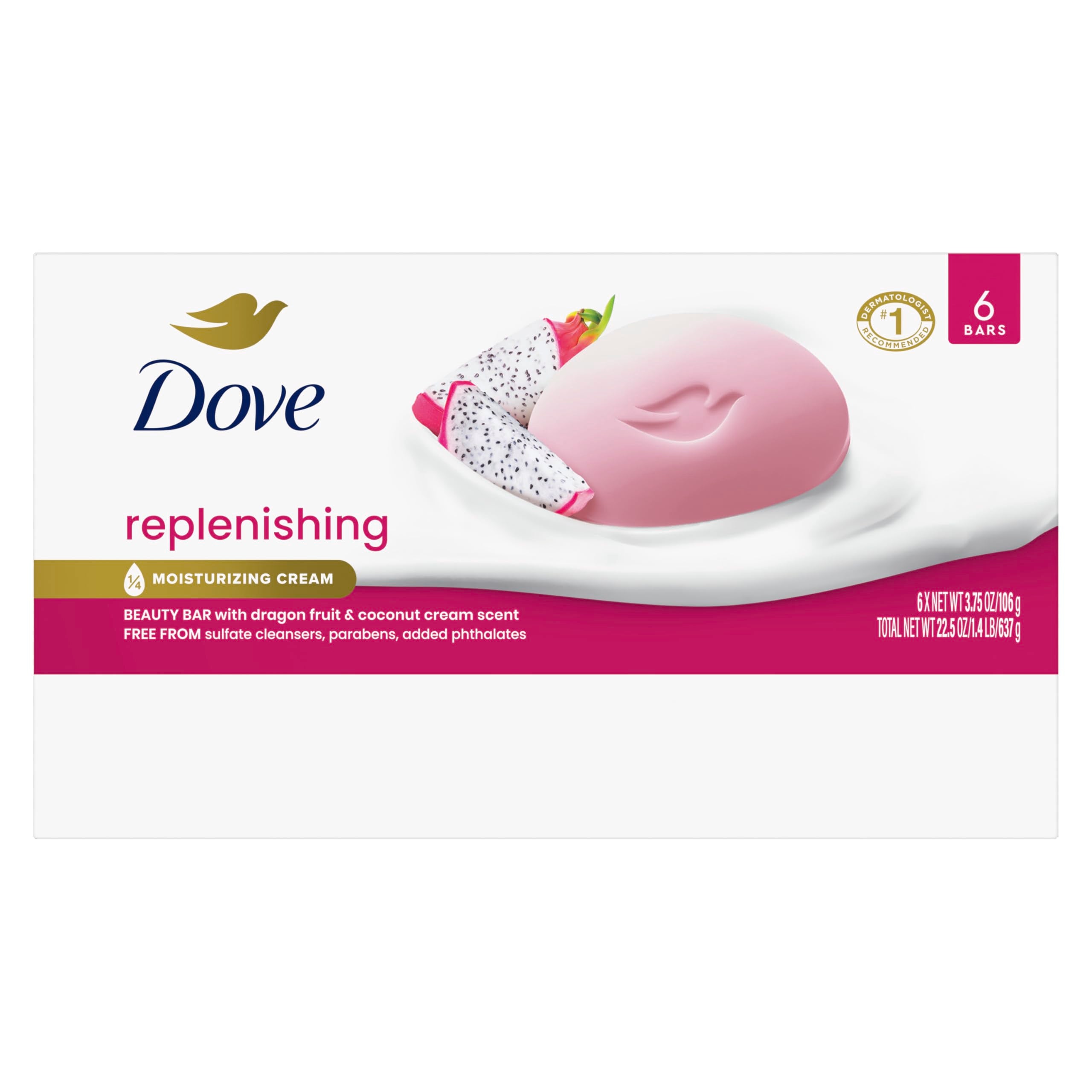 Dove close-up of bar texture and creamy surface for rich lather
